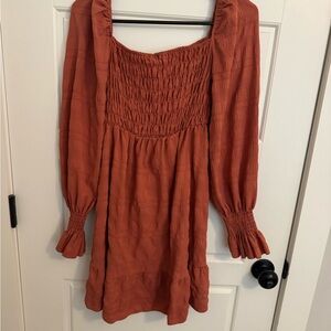 SHEIN Rust Smocked Dress